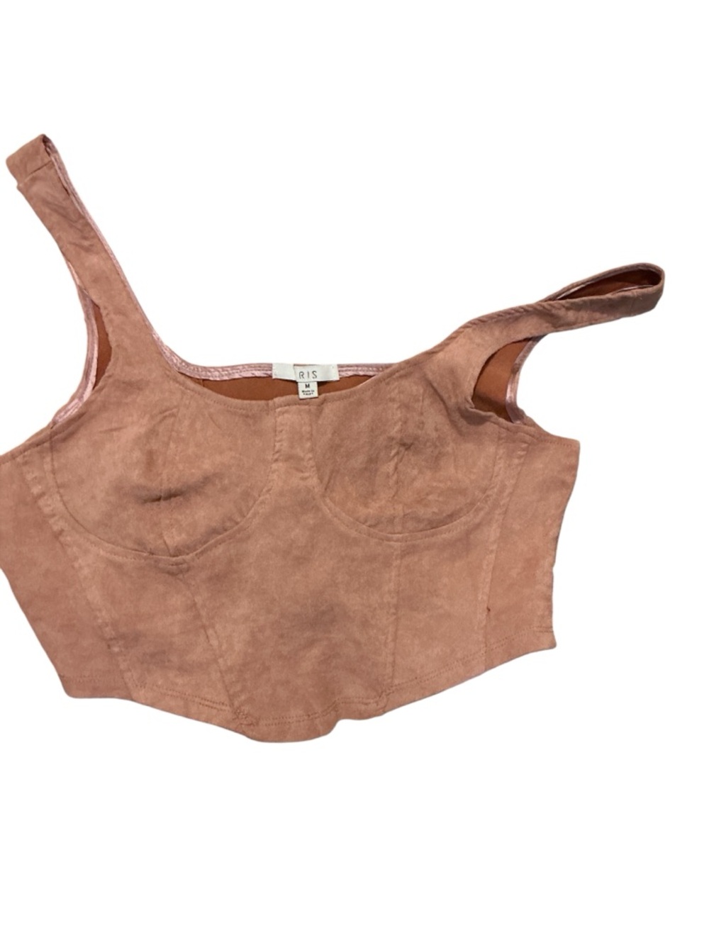 iris Dusty Rose Suede-Look Crop Bustier